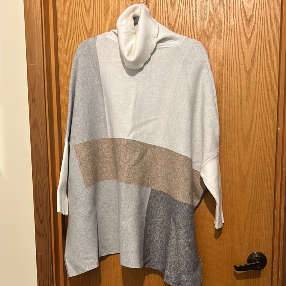 Joseph Ribkoff Cream and Tan Cowl Neck Sweater